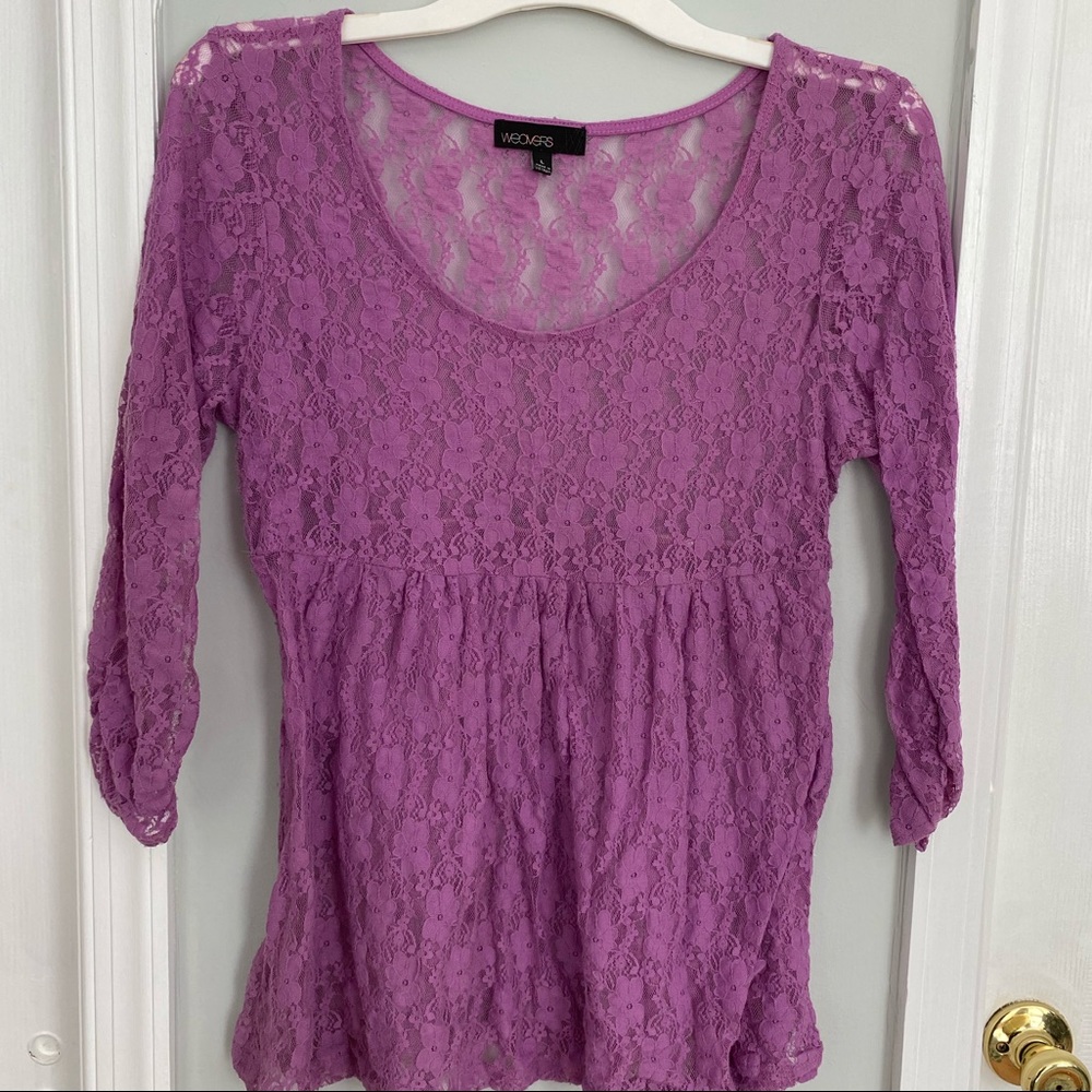 Purple flower lace blouse
